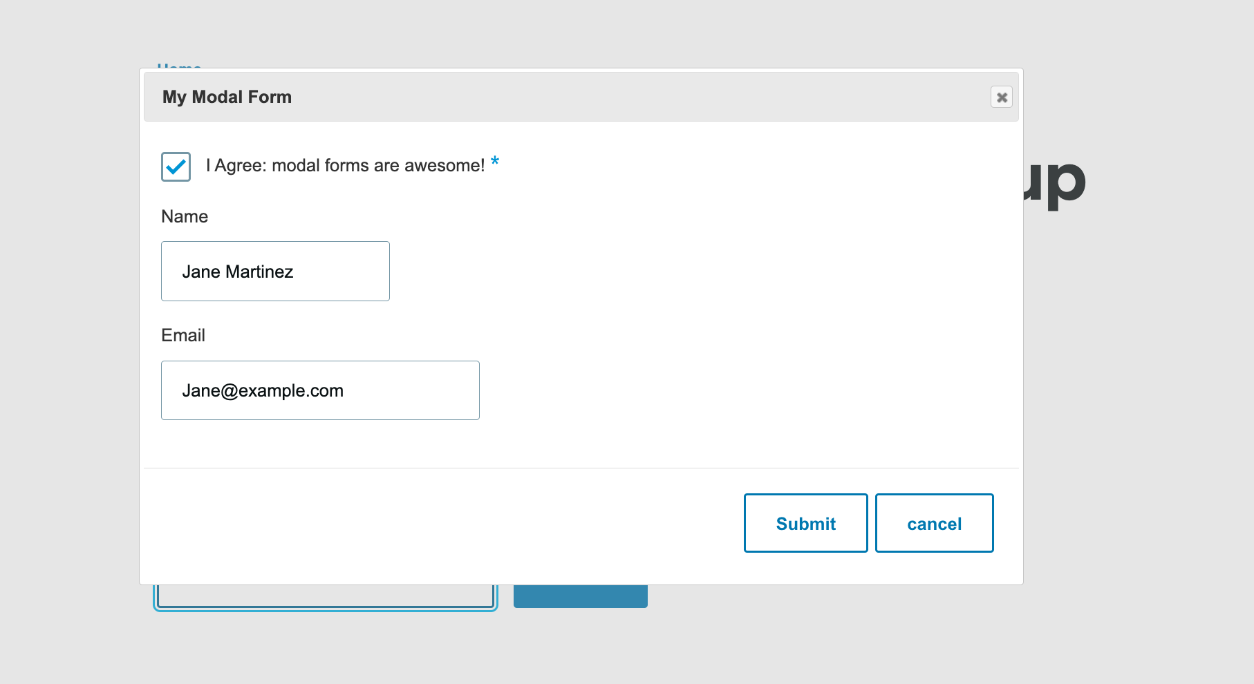 Modal over initial form